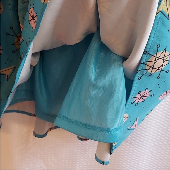 Sourpuss Sputnik Swing Skirt Turquoise Atomic 1960's Women’s Small Pinup - Picture 4 of 7